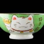 Grønn kawaii Manekineko risskål i keramikk