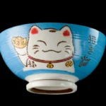 Grønn kawaii Manekineko risskål i keramikk