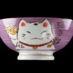 Grønn kawaii Manekineko risskål i keramikk