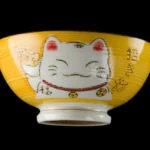 Grønn kawaii Manekineko risskål i keramikk
